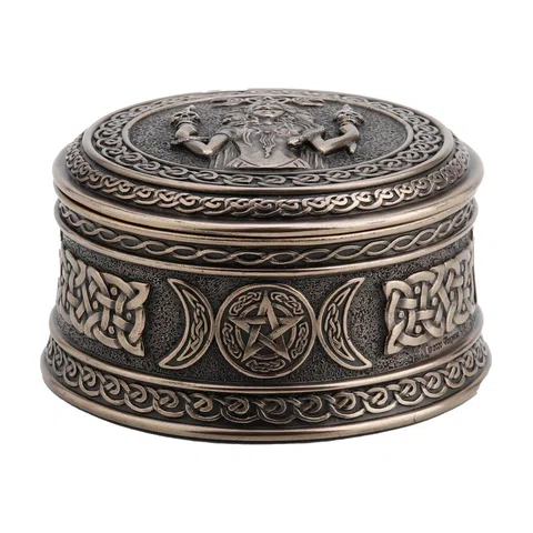 Round Hecate Trinket Box — Bronze Finish Trinket Box, 9.5 cm – view 1