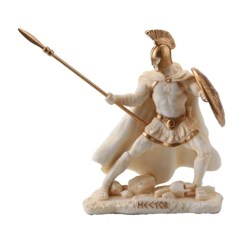 Hector, Trojan Warrior – White and Gold Resin Statue – 9.5 cm – view 1