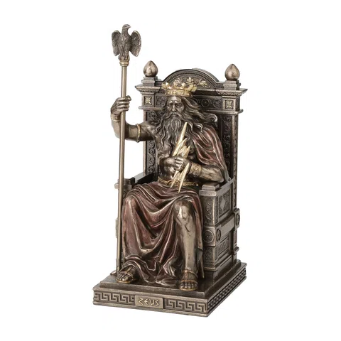 Zeus on His Throne – Bronze-Finish Statue – 27 cm – view 1