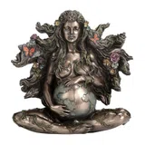Gaia — Pregnant Mother Earth with Butterflies — Bronze-Finish Statue, 17.5 cm