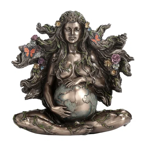 Gaia — Pregnant Mother Earth with Butterflies — Bronze-Finish Statue, 17.5 cm – view 1