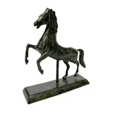 Rearing Horse – Solid Bronze Sculpture 056A – 14 cm – Dark Green