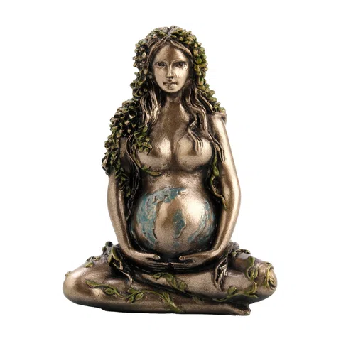 Gaia, Mother Earth in Lotus Pose – Bronze-Finish Resin Statue – 6.5 cm – view 1