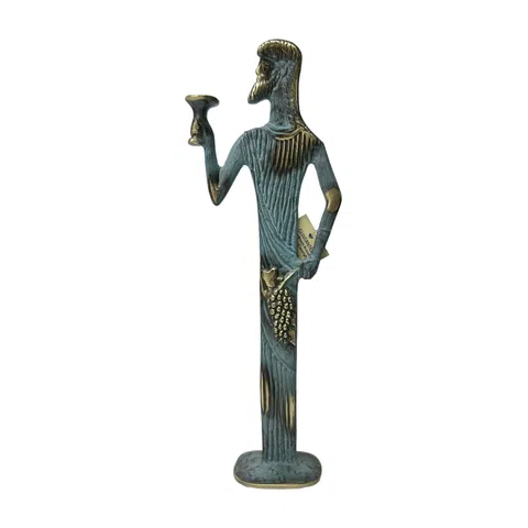 Dionysus with Wine Cup – Sculpture – 40 cm – Blue & Gold