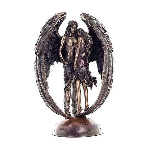 Fallen Angel — Mortal Embrace — Bronze-Finish Statue, 25 cm – view 1