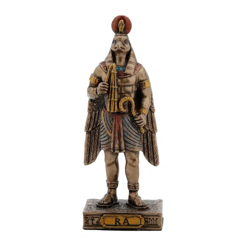 Ra — Egyptian God — Bronze-Finish Statue – 8.8 cm – view 1