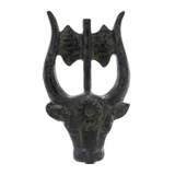 Minoan Bull's Head with Double Axe – Sculpture – 11.5 cm – Dark Green