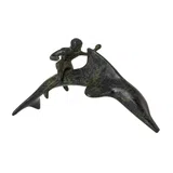Dolphin with Boy Rider – Bronze Sculpture – 8 cm