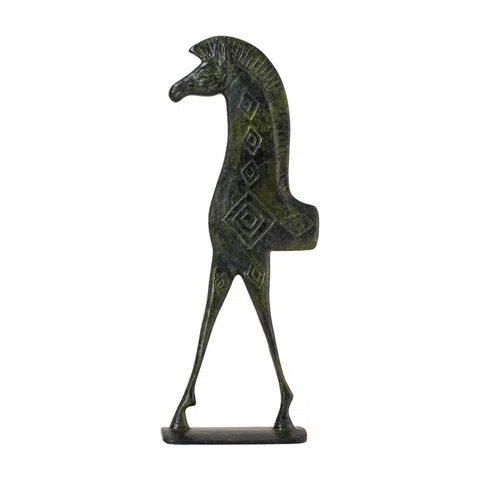 Geometric Half-Horse – Bronze Sculpture – 25 cm – Dark Green