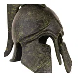 Studded Corinthian Helmet with Owl and Short Crest – 14 cm – Dark Green