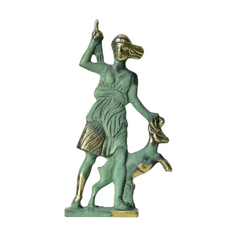 Artemis with Deer Statue by Bronze Pavlakis