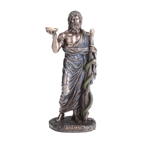 Asclepius – God of Medicine – Bronze-Finish Statue – 16 cm – view 1