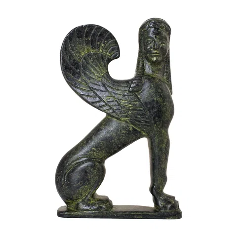 Sphinx of Corinth – Bronze Sculpture – 11 cm – Dark Green