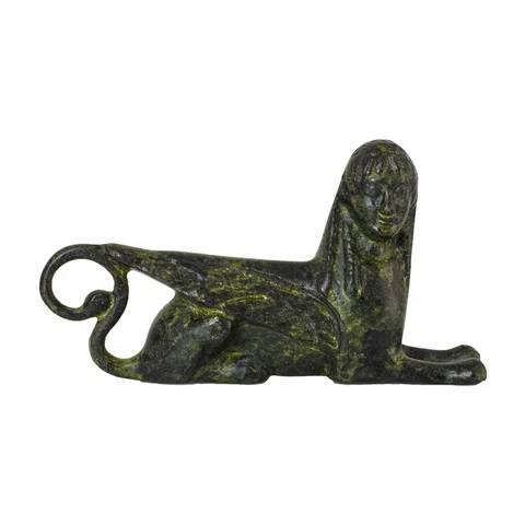 Reclining Sphinx of Olympia – Sculpture – 7 cm – Dark Green