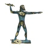 Zeus with Thunderbolt – Solid Sculpture – 17 cm – Blue & Gold