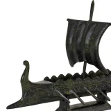 Small Ancient Greek Trireme – Bronze Sculpture – 14 cm – Dark Green