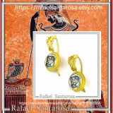 Athena Owl Coin Tetradrachm Antefix Earrings: Oxidised & 18K Gold-Filled Sterling Silver, Museum Replica