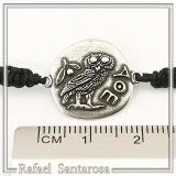 Owl Coin Tetradrachm macrame Oxidized Sterling Silver Bracelet: Greek Museum Jewelry