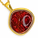 Christogram Constantinato Jesus Name Prayer Necklace: Red Enamel on 18 karat Gold Filled Silver