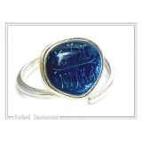 ICXC NIKA "Jesus Christ Conquers" Blue Enamel Christogram Talisman Ring: Solid Sterling Silver