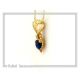 Natural Lapis Lazuli Filigree Byzantine Necklace: Sterling Silver Gold-Filled Genuine Gem Pendant