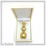 Natural pearl Byzantine Filigree Dangle Pendant: Sterling Silver 18K Gold Filled