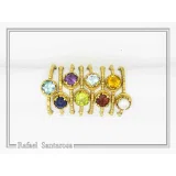 Natural Gemstone Multi Colour Ring: Sterling Silver 18K Gold-Filled Stacking Ring