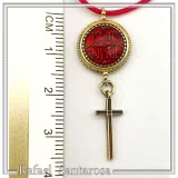 Konstantinato ICXC NIKA Cross Necklace: Red Enamel On 18K Gold-Filled Sterling Silver