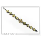 Byzantine Cross beaded Bracelet: handmade 18k Gold Filled and Oxidized Sterling Silver