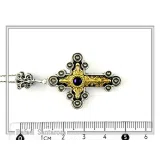 Natural Lapis Lazuli Byzantine Religious Cross: Oxidized Sterling Silver and 18K Gold Filled
