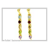 Byzantine Filigree Multi Gemstone Dangle Beaded Earrings: 18k Gold-Filled Sterling Silver