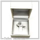 Sterling Silver Adjustable Minimal Square Ring with Four 3mm White Topaz Brilliant Cut Stones