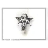 Greek Eros God of Love Angel Necklace Oxidized Sterling Silver Cupid Pendant