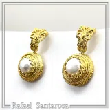 Ancient Greek Antefix Pearl Earrings: Sterling Silver 18K Gold-Filled Filigree jewelry