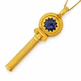 Lapis Lazuli Pendant Ancient Greek Column Necklace: 18K Gold Filled Sterling Silver