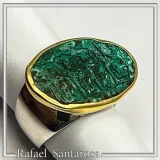 Minoan Sacred Scene Ring, Oxidised Copper, 14K Gold Bezel, Sterling Silver Band