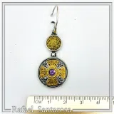 Byzantine Cross Drop Earrings Sterling Silver Oxidised and 18k Gold Filled African Amethyst