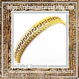 Greek Key Meander Design Adjustable Cuff Bracelet: Sterling Silver 18K Gold Filled