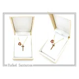 I Love Jesus Cross & Heart Minimalistic Necklace: Red Enamel, Sterling Silver 18K Gold Filled