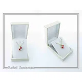 Alabaster Rose Flowers Gems Bouquet Square Necklace: Red &White Roses, Silver 18K Gold Filled.