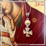 Byzantine Cross Necklace Sterling Silver Oxidized & 18K Gold Filled Handmade Pendant, Medieval Christian Jewelry