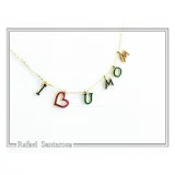 I LOVE U MOM Charm Personalised Necklace: Sterling Silver 18K Gold Filled Enamel Colored