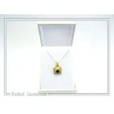 Solid Gold 18k Natural Lapis Lazuli Pendant: Byzantine Style Filigree and Granulation Handmade Jewelry