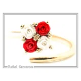 Alabaster Gems Rose Flower shaped Adjustable Ring: Sterling Silver 18K Gold-Filled, Floral Jewelry