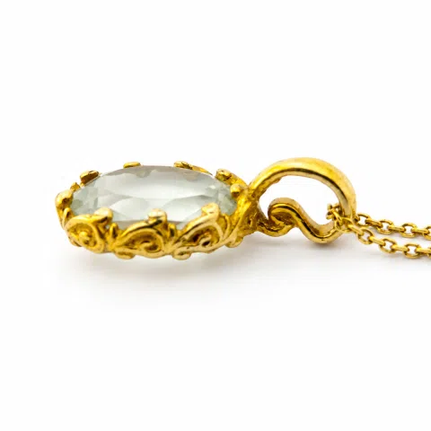 Filigree Bezel on Natural Sky Blue Topaz Pendant: Sterling Silver 18K Gold-Filled