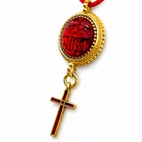 Konstantinato ICXC NIKA Cross Necklace: Red Enamel On 18K Gold-Filled Sterling Silver