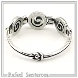 Spiral Eternity Symbol Beaded Ring: Handmade Oxidized Sterling Silver
