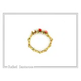 Alabaster Rose Flower Gems Beaded Floral Ring for Girls: 18K Gold Filled Sterling Silver