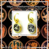 Athena Owl Coin Tetradrachm Ancient Greek Decoration Earrings, Museum Jewelry: Sterling Silver, 18K Gold-Filled