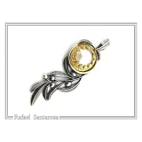 Natural Lapis Olive Leaf Pendant Floral Necklace: Oxidized Sterling Silver 18K Gold Filled Bezel